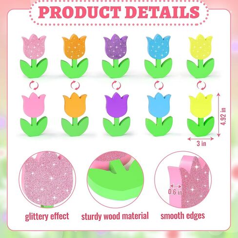 زخارف الربيع الزنبق علامة خشبية ديكور الجدول، 5 قطع بريق خشبي الربيع الزنبق الزهور علامة مزرعة الزهور كتلة الجدول محور للمنزل عيد الفصح صينية عباءة الجرف ديكور المكتب in Kuwait