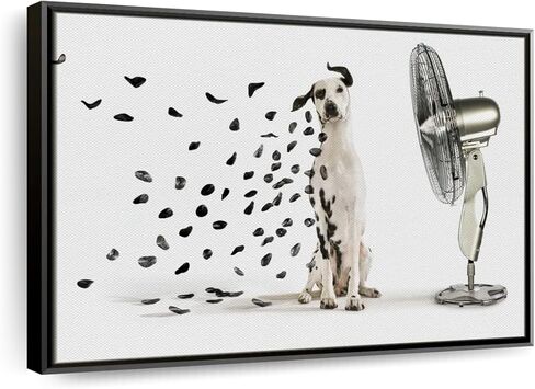 ElephantStock Windblown Dalmatian Spots Wall Art - Horizontal Framed Canvas - 1-Piece Living Room Wall Decor - Photography Photographic Canvas Print - Gray and Beige Decor for Wall - 13" X 9" in Kuwait