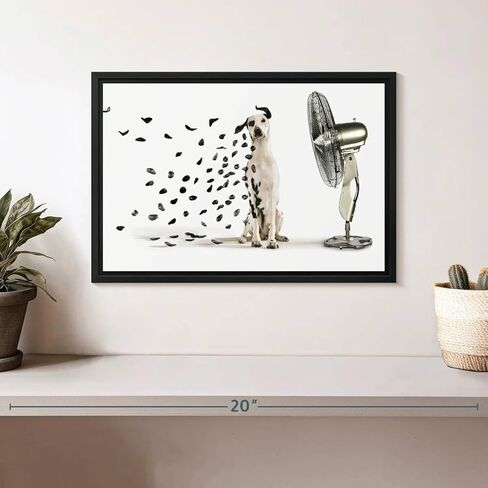 ElephantStock Windblown Dalmatian Spots Wall Art - Horizontal Framed Canvas - 1-Piece Living Room Wall Decor - Photography Photographic Canvas Print - Gray and Beige Decor for Wall - 13" X 9" in Kuwait