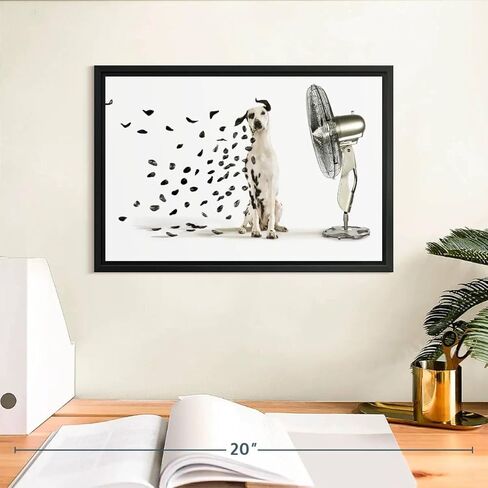 ElephantStock Windblown Dalmatian Spots Wall Art - Horizontal Framed Canvas - 1-Piece Living Room Wall Decor - Photography Photographic Canvas Print - Gray and Beige Decor for Wall - 13" X 9" in Kuwait