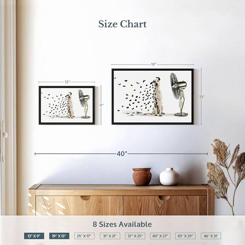 ElephantStock Windblown Dalmatian Spots Wall Art - Horizontal Framed Canvas - 1-Piece Living Room Wall Decor - Photography Photographic Canvas Print - Gray and Beige Decor for Wall - 13" X 9" in Kuwait