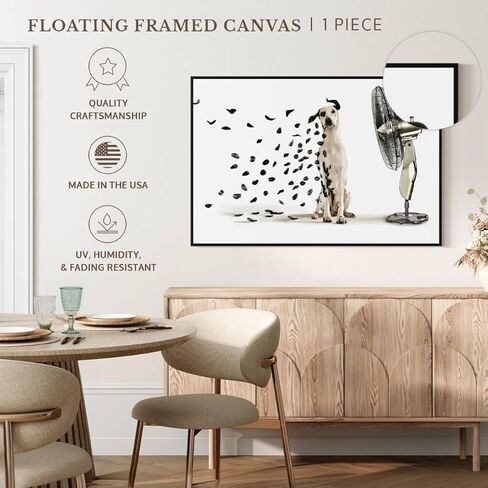ElephantStock Windblown Dalmatian Spots Wall Art - Horizontal Framed Canvas - 1-Piece Living Room Wall Decor - Photography Photographic Canvas Print - Gray and Beige Decor for Wall - 13" X 9" in Kuwait