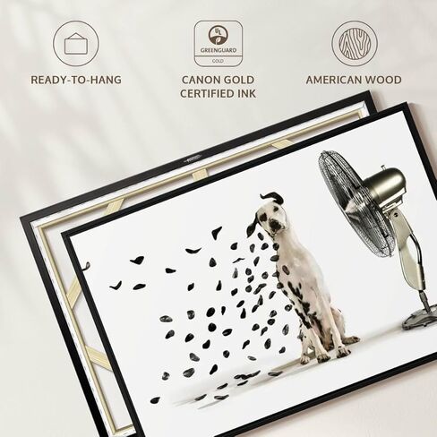 ElephantStock Windblown Dalmatian Spots Wall Art - Horizontal Framed Canvas - 1-Piece Living Room Wall Decor - Photography Photographic Canvas Print - Gray and Beige Decor for Wall - 13" X 9" in Kuwait