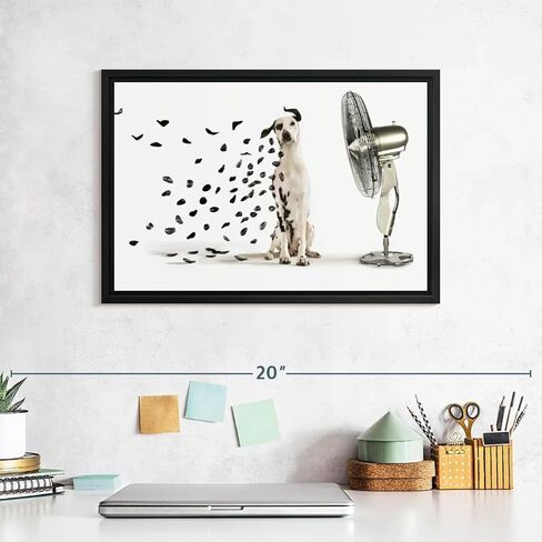 ElephantStock Windblown Dalmatian Spots Wall Art - Horizontal Framed Canvas - 1-Piece Living Room Wall Decor - Photography Photographic Canvas Print - Gray and Beige Decor for Wall - 13" X 9" in Kuwait