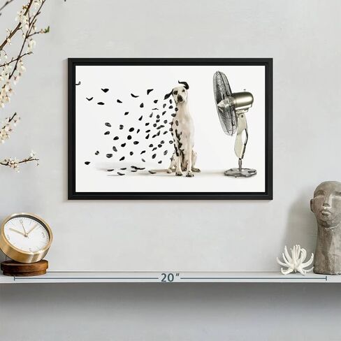 ElephantStock Windblown Dalmatian Spots Wall Art - Horizontal Framed Canvas - 1-Piece Living Room Wall Decor - Photography Photographic Canvas Print - Gray and Beige Decor for Wall - 13" X 9" in Kuwait