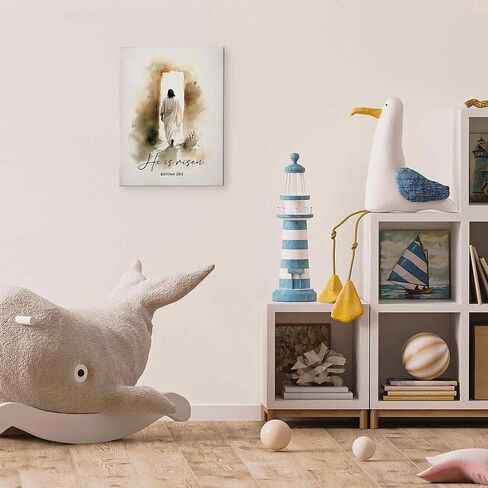 TLESKE Christian He Is Risen Easter Wall Art Decor 11x14, Vintage Jesus Empty Tomb Canvas Wall Art Print for Bedroom Living Room, Religious Bible Verse Matthew He Has Risen Wall Artwork Picture in Kuwait