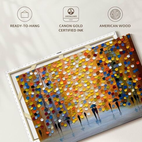 ElephantStock Lovely Rain Wall Art - Horizontal Wrapped Canvas - 1-Piece Living Room Wall Decor - Painting Abstract Canvas Print - Orange and Yellow Decor for Wall by Ekaterina Ermilkina - 12" X 8" in Kuwait