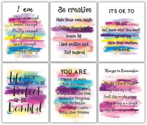 Positive Affirmations Quotes Wall Decor, Inspirational Pink Wall Art Print Posters 8x10, Encouraging Self Improvement Motivational Sayings, Uplifting Encouragement Posters Gifts for Empowered Women, in Saudi Arabia