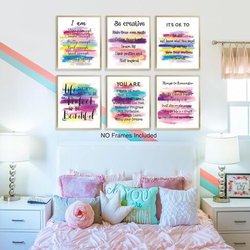 Positive Affirmations Quotes Wall Decor, Inspirational Pink Wall Art Print Posters 8x10, Encouraging Self Improvement Motivational Sayings, Uplifting Encouragement Posters Gifts for Empowered Women, in Saudi Arabia
