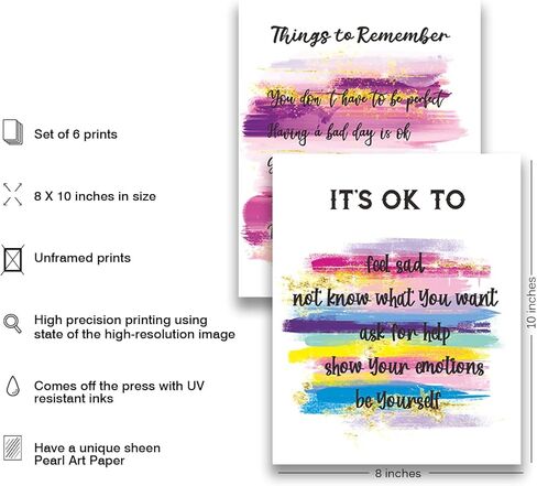 Positive Affirmations Quotes Wall Decor, Inspirational Pink Wall Art Print Posters 8x10, Encouraging Self Improvement Motivational Sayings, Uplifting Encouragement Posters Gifts for Empowered Women, in Saudi Arabia