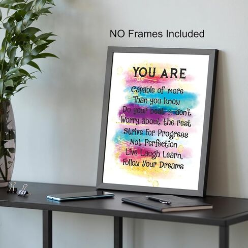 Positive Affirmations Quotes Wall Decor, Inspirational Pink Wall Art Print Posters 8x10, Encouraging Self Improvement Motivational Sayings, Uplifting Encouragement Posters Gifts for Empowered Women, in Saudi Arabia