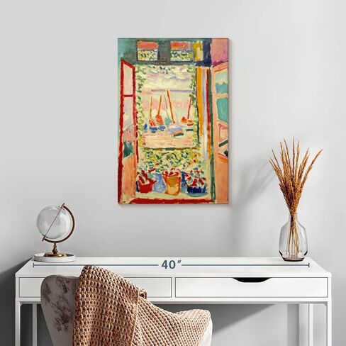 Elephant Stock - Open Window Collioure Wall Art - Vertical Canvas Wall Art - Living Room Wall Decor - Painting Window Architecture Canvas Art - Orange And Yellow Decor by Henri Matisse - 16" x 24" in Kuwait