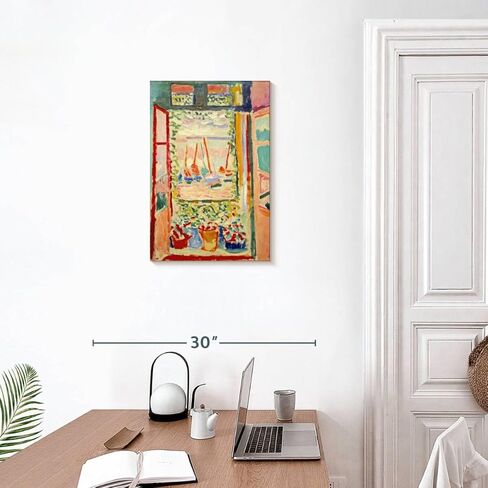 Elephant Stock - Open Window Collioure Wall Art - Vertical Canvas Wall Art - Living Room Wall Decor - Painting Window Architecture Canvas Art - Orange And Yellow Decor by Henri Matisse - 16" x 24" in Kuwait