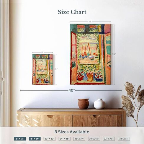 Elephant Stock - Open Window Collioure Wall Art - Vertical Canvas Wall Art - Living Room Wall Decor - Painting Window Architecture Canvas Art - Orange And Yellow Decor by Henri Matisse - 16" x 24" in Kuwait