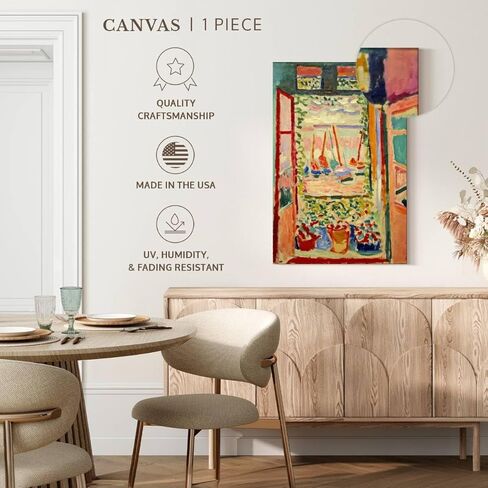 Elephant Stock - Open Window Collioure Wall Art - Vertical Canvas Wall Art - Living Room Wall Decor - Painting Window Architecture Canvas Art - Orange And Yellow Decor by Henri Matisse - 16" x 24" in Kuwait