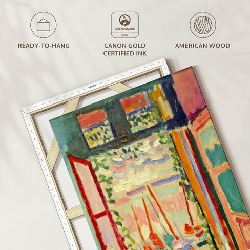 Elephant Stock - Open Window Collioure Wall Art - Vertical Canvas Wall Art - Living Room Wall Decor - Painting Window Architecture Canvas Art - Orange And Yellow Decor by Henri Matisse - 16" x 24" in Kuwait