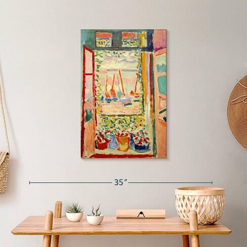 Elephant Stock - Open Window Collioure Wall Art - Vertical Canvas Wall Art - Living Room Wall Decor - Painting Window Architecture Canvas Art - Orange And Yellow Decor by Henri Matisse - 16" x 24" in Kuwait