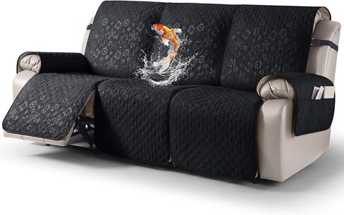 VANSOFY 100% Waterproof Recliner Sofa Covers, Couch Covers with Non-Slip Granule, 3-Piece Washable Reclining Sofa Cover with Pocket Furniture Protector for Kids, Pets（Dark Gray,3 Seater） in Kuwait