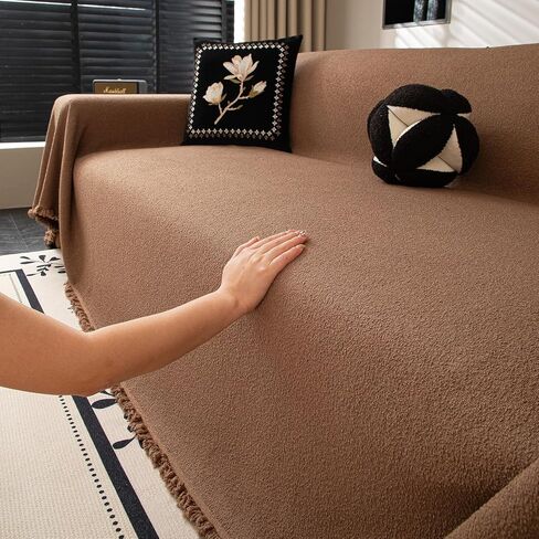 KRFOONN Non Slip Couch Cover for Dogs Waterproof Sofa Covers for 3 Cushion Couch Washable Sectional Sofa Slipcover Pets Furniture Throw Couch Cover Blanket for Living Room (Coffee, 71"x134") in Kuwait