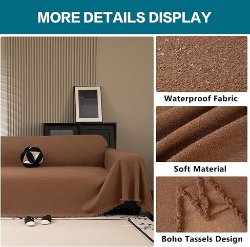 KRFOONN Non Slip Couch Cover for Dogs Waterproof Sofa Covers for 3 Cushion Couch Washable Sectional Sofa Slipcover Pets Furniture Throw Couch Cover Blanket for Living Room (Coffee, 71"x134") in Kuwait