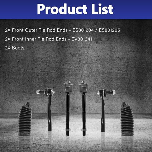 6Pcs Front Outer Inner Tie Rod Ends Boot Kit Compatible with 2014-20 Acura MDX, 2016-22 Honda Pilot Passport Ridgeline, ES801204 ES801205 EV801341 in Saudi Arabia