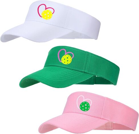 Cuffbow 3 Pack Dinkball Sun Visor Hats Heart Dinkball قابل للتعديل قبعات علوية فارغة Dink Ball Lovers هدايا للنساء والرجال المراهقين ملابس رياضية في الهواء الطلق رياضية مضادة للأشعة فوق البنفسجية حماية من الأشعة فوق البنفسجية أبيض وردي أخضر in Saudi Arabia