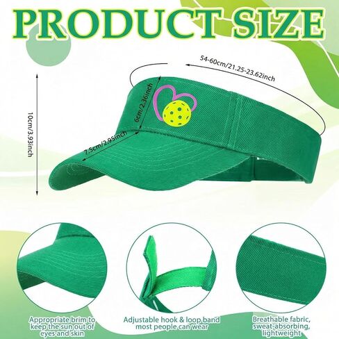 Cuffbow 3 Pack Dinkball Sun Visor Hats Heart Dinkball قابل للتعديل قبعات علوية فارغة Dink Ball Lovers هدايا للنساء والرجال المراهقين ملابس رياضية في الهواء الطلق رياضية مضادة للأشعة فوق البنفسجية حماية من الأشعة فوق البنفسجية أبيض وردي أخضر in Saudi Arabia