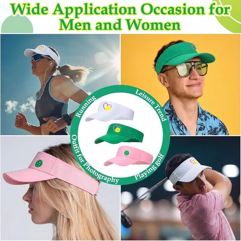Cuffbow 3 Pack Dinkball Sun Visor Hats Heart Dinkball قابل للتعديل قبعات علوية فارغة Dink Ball Lovers هدايا للنساء والرجال المراهقين ملابس رياضية في الهواء الطلق رياضية مضادة للأشعة فوق البنفسجية حماية من الأشعة فوق البنفسجية أبيض وردي أخضر in Saudi Arabia