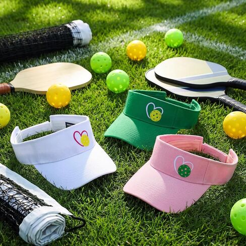 Cuffbow 3 Pack Dinkball Sun Visor Hats Heart Dinkball قابل للتعديل قبعات علوية فارغة Dink Ball Lovers هدايا للنساء والرجال المراهقين ملابس رياضية في الهواء الطلق رياضية مضادة للأشعة فوق البنفسجية حماية من الأشعة فوق البنفسجية أبيض وردي أخضر in Saudi Arabia