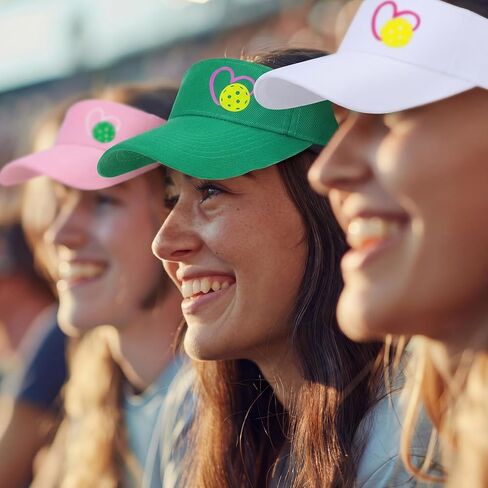 Cuffbow 3 Pack Dinkball Sun Visor Hats Heart Dinkball قابل للتعديل قبعات علوية فارغة Dink Ball Lovers هدايا للنساء والرجال المراهقين ملابس رياضية في الهواء الطلق رياضية مضادة للأشعة فوق البنفسجية حماية من الأشعة فوق البنفسجية أبيض وردي أخضر in Saudi Arabia