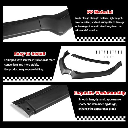 Front Bumper Lip Compatible with 2019-2020 for Ford Mustang Coupe Bullitt 2018-2023 for Ford Mustang Convertible EcoBoost/EcoBoost Premium/GT Premium Matt Black Front Lip in Kuwait