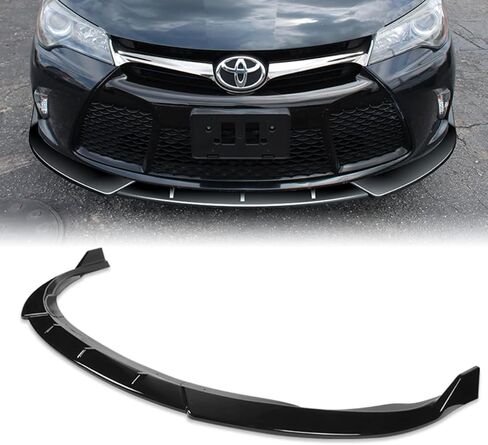 Q1-TECH, Front Bumper Lip fit for Compatible with 2015-2017 Toyota Camry, Front Bumper Lip Spoiler Air Chin Body Kit Splitter Painted Carbon Fiber ABS, 2016 (STP-Style) (Glossy Black) in Saudi Arabia