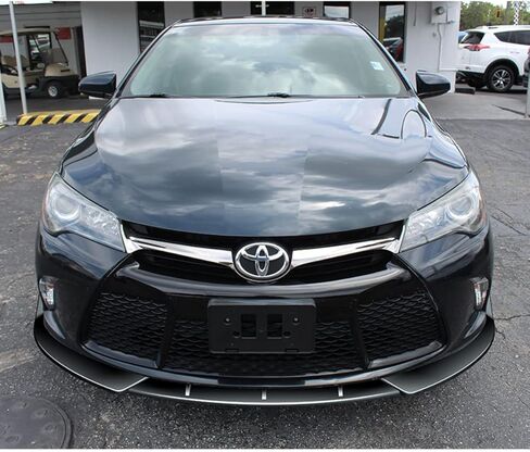 Q1-TECH, Front Bumper Lip fit for Compatible with 2015-2017 Toyota Camry, Front Bumper Lip Spoiler Air Chin Body Kit Splitter Painted Carbon Fiber ABS, 2016 (STP-Style) (Glossy Black) in Saudi Arabia