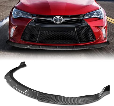Q1-TECH, Front Bumper Lip fit for Compatible with 2015-2017 Toyota Camry, Front Bumper Lip Spoiler Air Chin Body Kit Splitter Painted Carbon Fiber ABS, 2016 (STP-Style) (Glossy Black) in Saudi Arabia