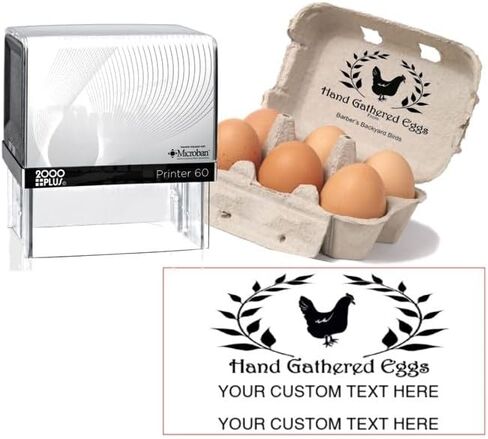 Handy Stamps Self Inking Egg Carton Stamp, Rectangular, Rubber, 2" x 1" Size, 3 Lines, Customizable Text in Saudi Arabia
