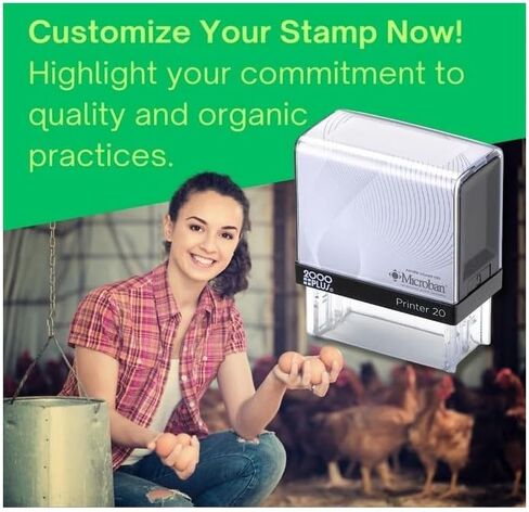 Handy Stamps Self Inking Egg Carton Stamp, Rectangular, Rubber, 2" x 1" Size, 3 Lines, Customizable Text in Saudi Arabia