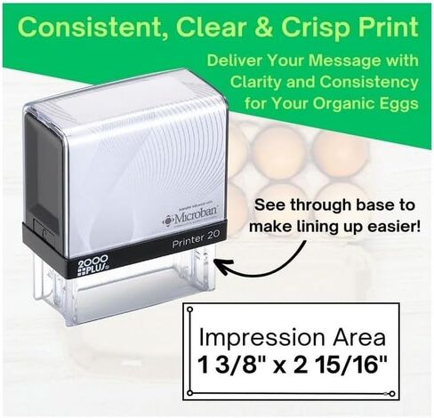 Handy Stamps Self Inking Egg Carton Stamp, Rectangular, Rubber, 2" x 1" Size, 3 Lines, Customizable Text in Saudi Arabia