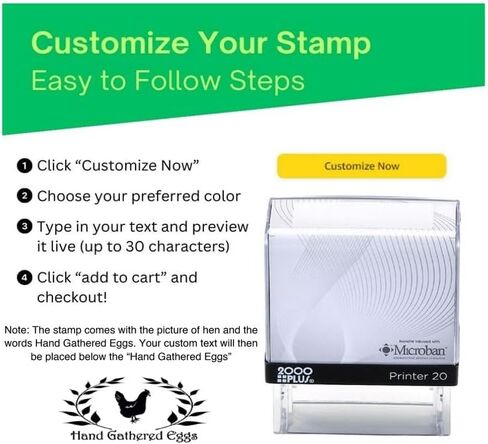 Handy Stamps Self Inking Egg Carton Stamp, Rectangular, Rubber, 2" x 1" Size, 3 Lines, Customizable Text in Saudi Arabia