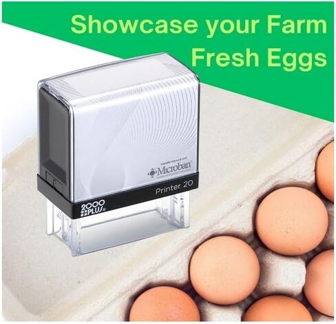 Handy Stamps Self Inking Egg Carton Stamp, Rectangular, Rubber, 2" x 1" Size, 3 Lines, Customizable Text in Saudi Arabia