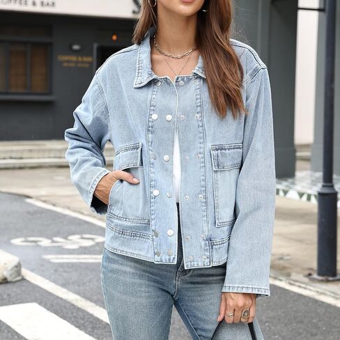 jean jacket women with double-breasted buttons in Saudi Arabia