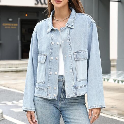 jean jacket women with double-breasted buttons in Saudi Arabia