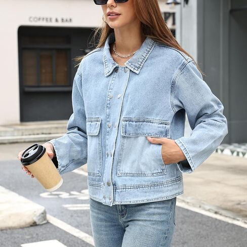 jean jacket women with double-breasted buttons in Saudi Arabia