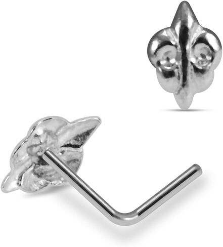 Plain Embossed Fleur de Lis 22 Gauge 925 Sterling Silver Ball End - Straight End - L Shape - Tiny Nose Stud - Nose Piercing Body Jewelry in Saudi Arabia