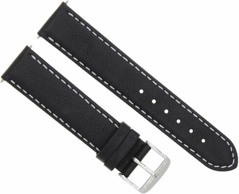 حزام ساعة Ewatchparts مصنوع من الجلد الناعم مقاس 20 ملم متوافق مع تاريخ رولكس 36 ملم وساعة ديت جست باللون الأسود مع خياطة بيضاء in Saudi Arabia