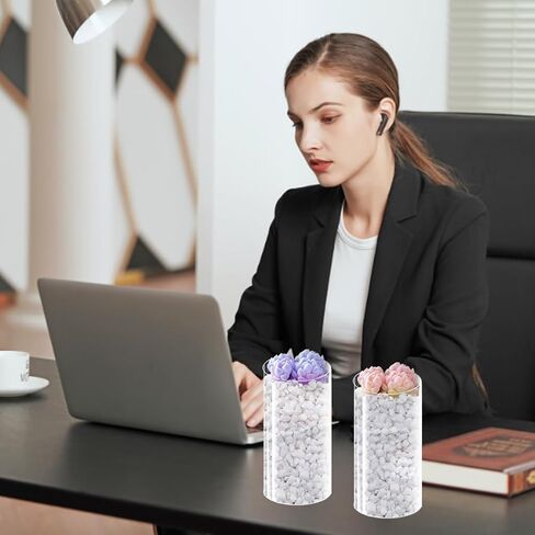 12 Pack Plastic Cylinder Vases, 4 6 8 10 Inch Tall Acrylic Cylinder Clear Flower Vase Set Bulk Glass Like Large Round Plastic Vases for Centerpiece Wedding Home Office (12) in Saudi Arabia