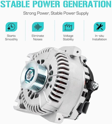 New Alternator Fit for Ford 4.6L Mustang 1996-1999 & 2001 & 2003-2004 (03-04 only for Manual Trans, not for SOHC), for Crown Victoria 1996-1998 CNG, for Lincoln 4.6L Mark VIII 1996-1998, F6LU-10300-CA in Saudi Arabia