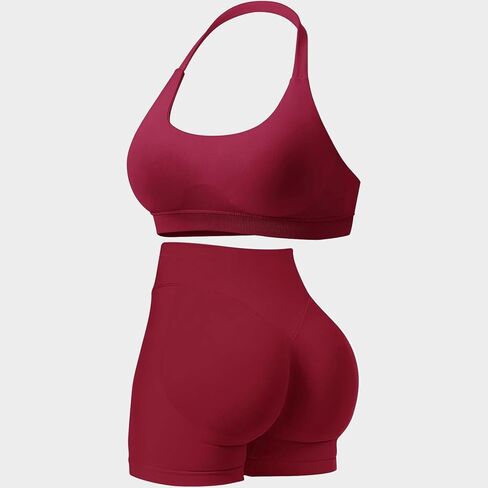 Workout Sets for Women 2 Piece seamless Halter Sports Bra Scrunch Butt Hidden Shorts Gym Yoga Outfits in Saudi Arabia