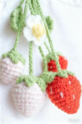 Crochet Strawberry Keychain, Handmade Strawberry Bag Charm, Birthday Gifts in Saudi Arabia