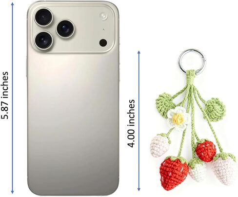 Crochet Strawberry Keychain, Handmade Strawberry Bag Charm, Birthday Gifts in Saudi Arabia