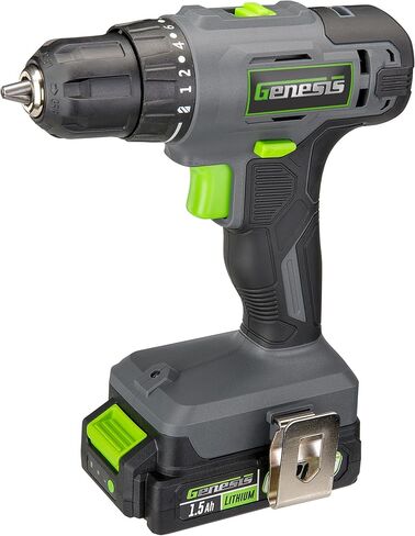 Genesis 20V 1/2" Cordless Drill with Battery and Charger, Metal Ratcheting Chuck, 450 in-lbs, 2.0Ah 2 Year Warranty in Saudi Arabia